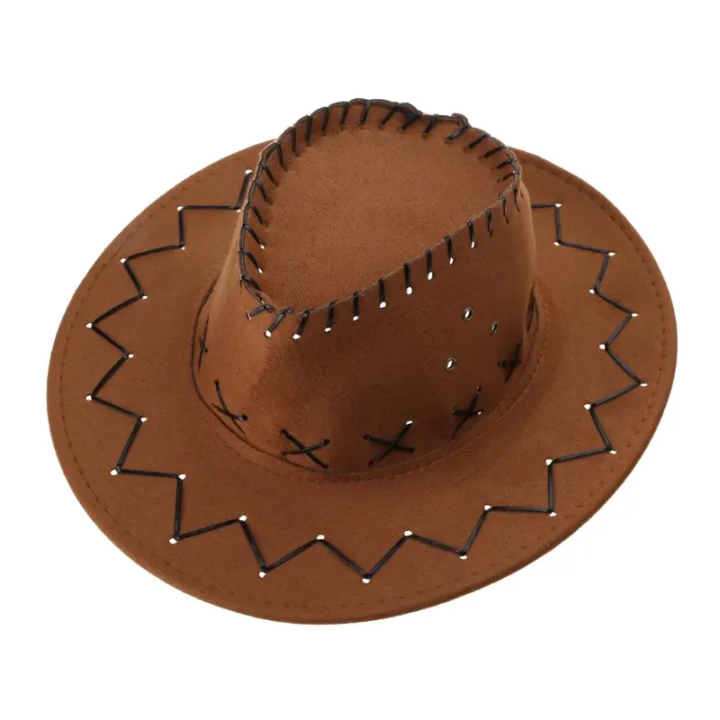 652F Simple Unisex Kids Cowboy Hat Fashionable Suede Western Cowboy Hat Cosplay Hat