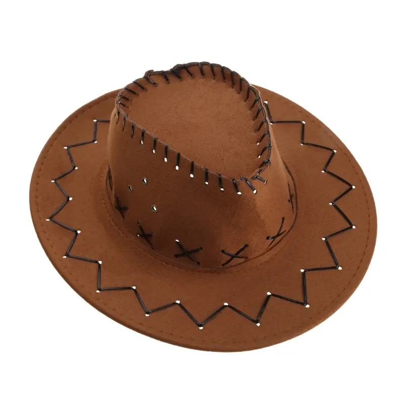 652F Simple Unisex Kids Cowboy Hat Fashionable Suede Western Cowboy Hat Cosplay Hat
