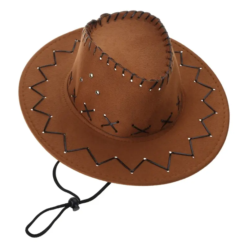 652F Simple Unisex Kids Cowboy Hat Fashionable Suede Western Cowboy Hat Cosplay Hat