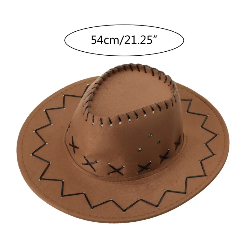 652F Simple Unisex Kids Cowboy Hat Fashionable Suede Western Cowboy Hat Cosplay Hat