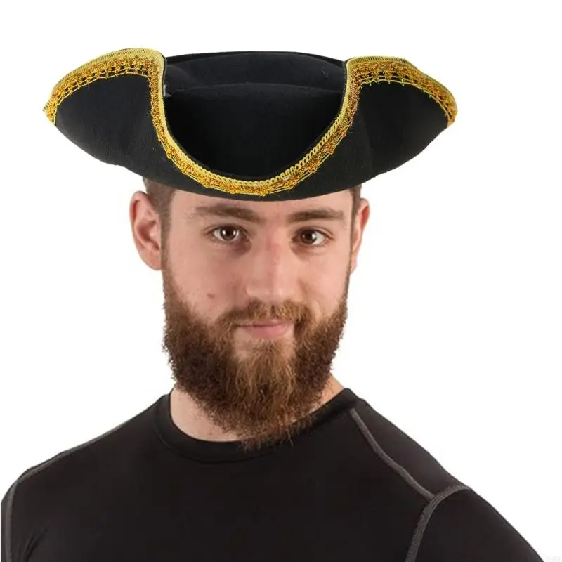 Pirate Hat for Adult Cosplay Party Costume Tricorne Hat Stage Shows Captain Hat for Halloween Role Play Headpiece