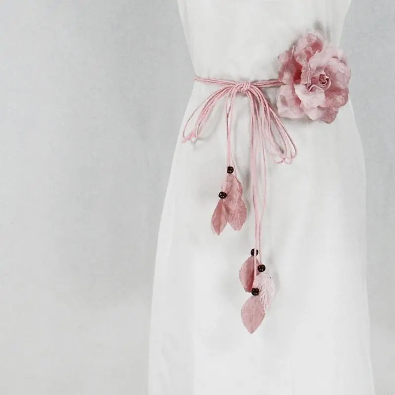 Ladies Bohemian Waist Belt Delicate Flower Decors Braided Belt Summer Dress Women Summer Seaside Waist Belt