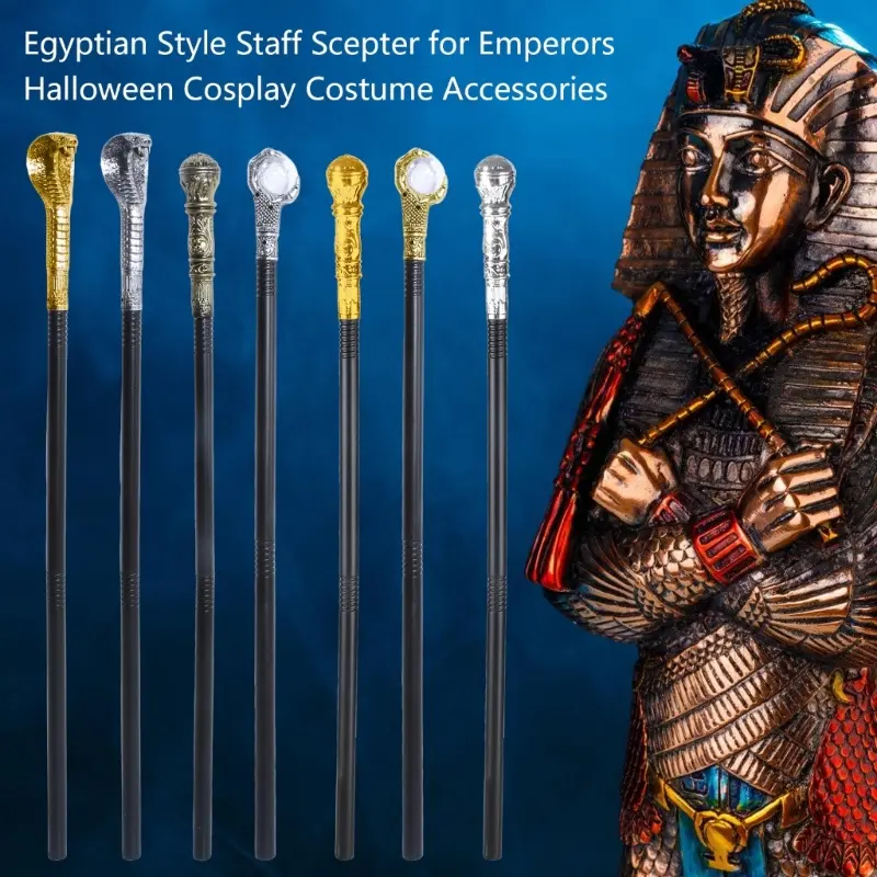 652F 23.62inches Snake Cobras Cane Pharaoh Scepter Pimp Wizard Staff Halloween Cosplay Costume Accessories for Women Men