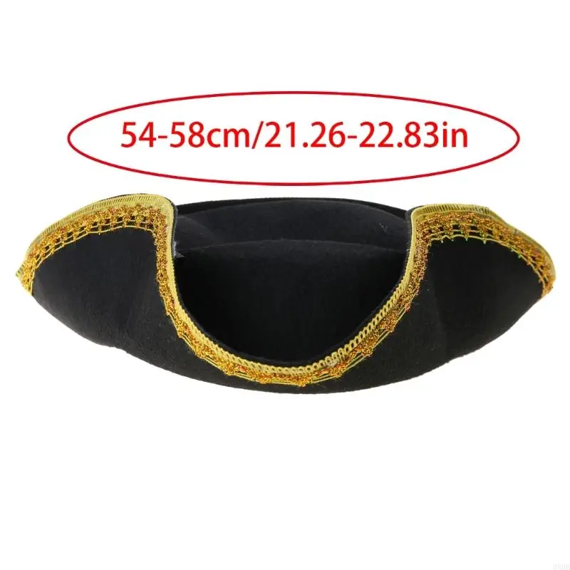 Pirate Hat for Adult Cosplay Party Costume Tricorne Hat Stage Shows Captain Hat for Halloween Role Play Headpiece