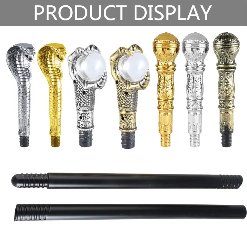 652F 23.62inches Snake Cobras Cane Pharaoh Scepter Pimp Wizard Staff Halloween Cosplay Costume Accessories for Women Men