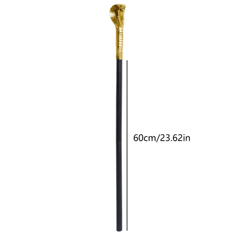 652F 23.62inches Snake Cobras Cane Pharaoh Scepter Pimp Wizard Staff Halloween Cosplay Costume Accessories for Women Men