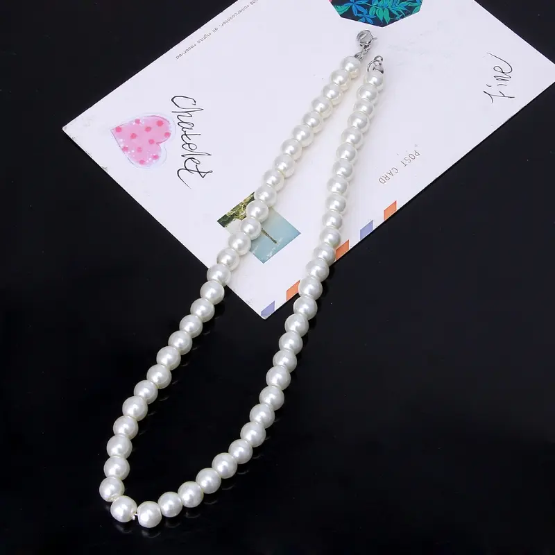 652F Classic Peal Necklace Glass Imitation Freshwater Beads Necklace Fashionable Clavicle Chain Jewelry Pendant for Friends