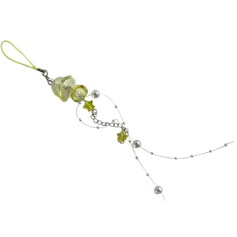 652F Y2K Jellyfish Phone Charm Keychain Crystal Star Pearl Mobile Phone Chain Unique Fringe Phone Lanyard For Women Girls