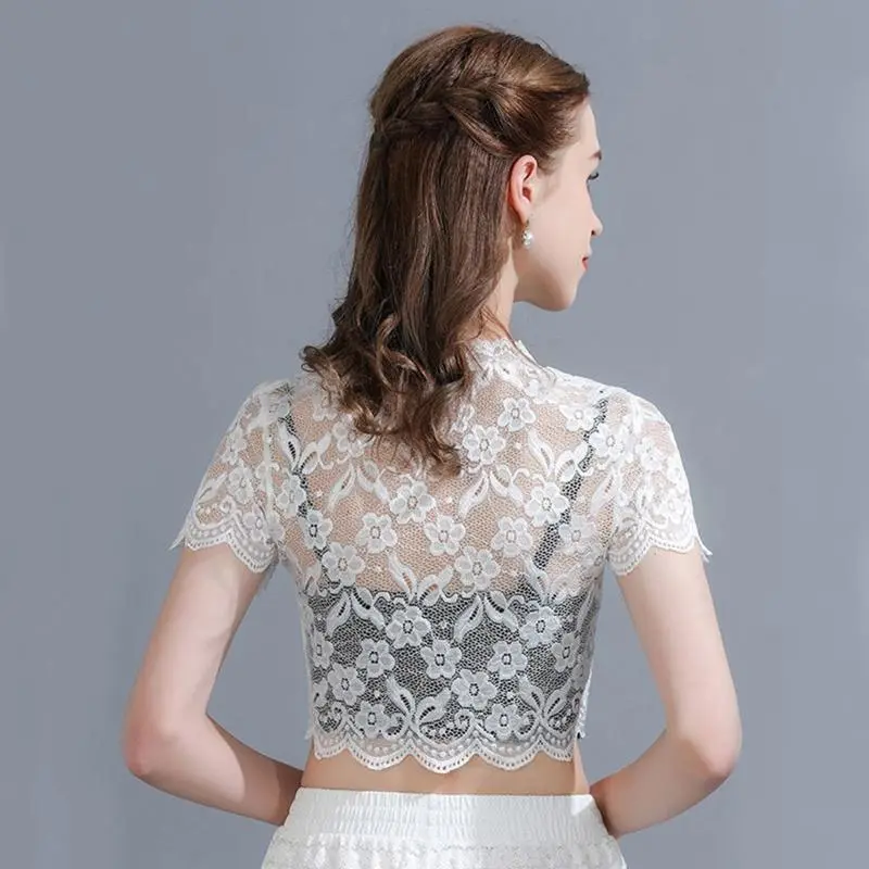 Women Detachable Fake Collar Half Shirt Blouse Sweet Crochet Floral Lace Collars Wedding Dress Neck Cover Summer Elegant