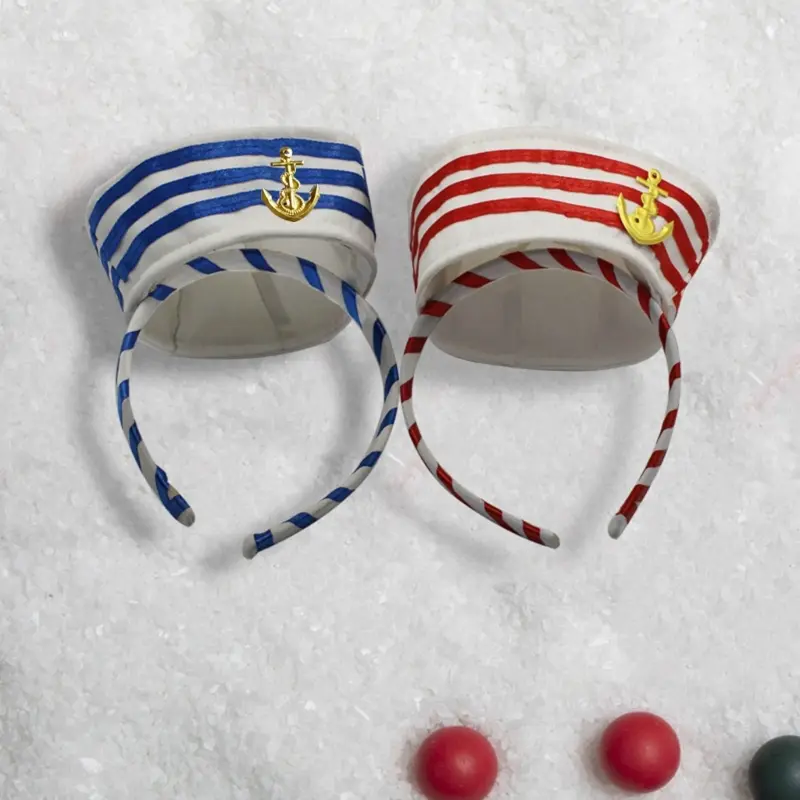 652F for Creative Hair Band Women Students Halloween Cosplay Hairband Sailor Yacht Hat Shape Headbands Delicate Hair Hoop