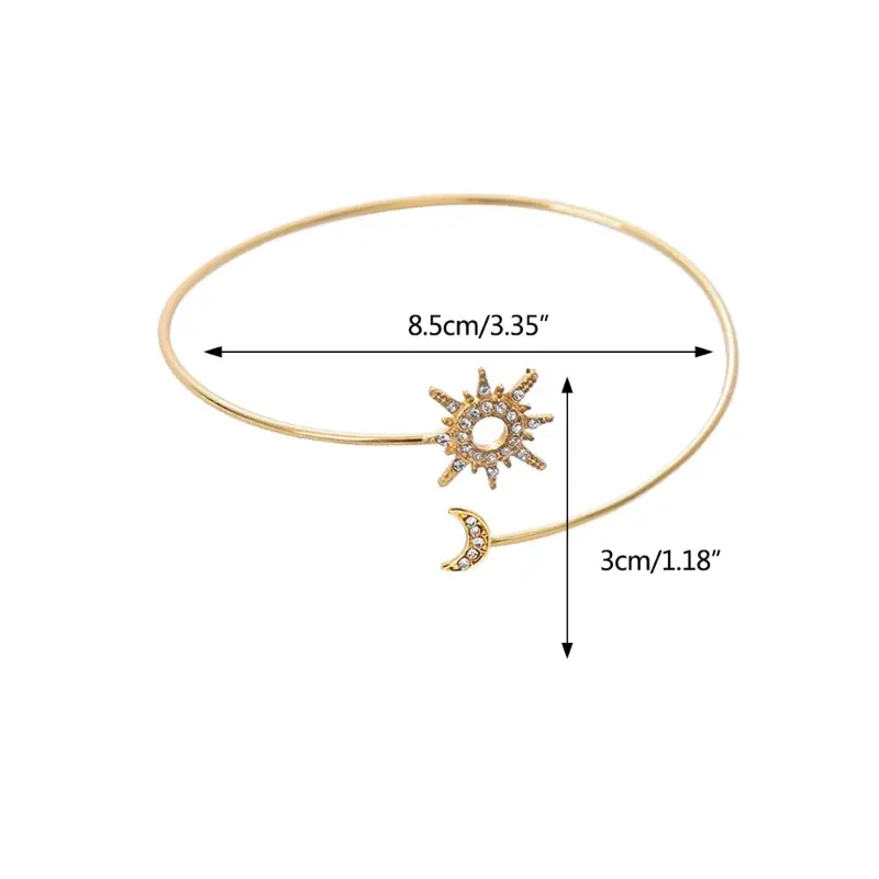 652F Sparkling Arm Bracelet Party Costume Accessories Open Bangle Day and Night Love Arm Cuff for Girlfriend Forever Love