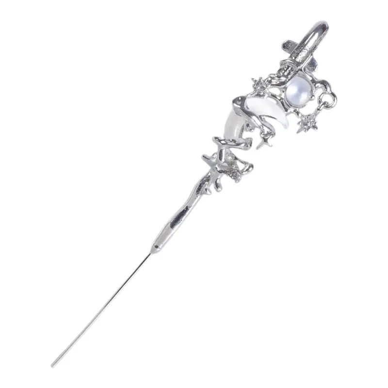 652F Star and Moon Diamond Earrings Simple Ear Wrap Crawler Hook Women Earring Piercing Ear Rings Fashionable Accessories