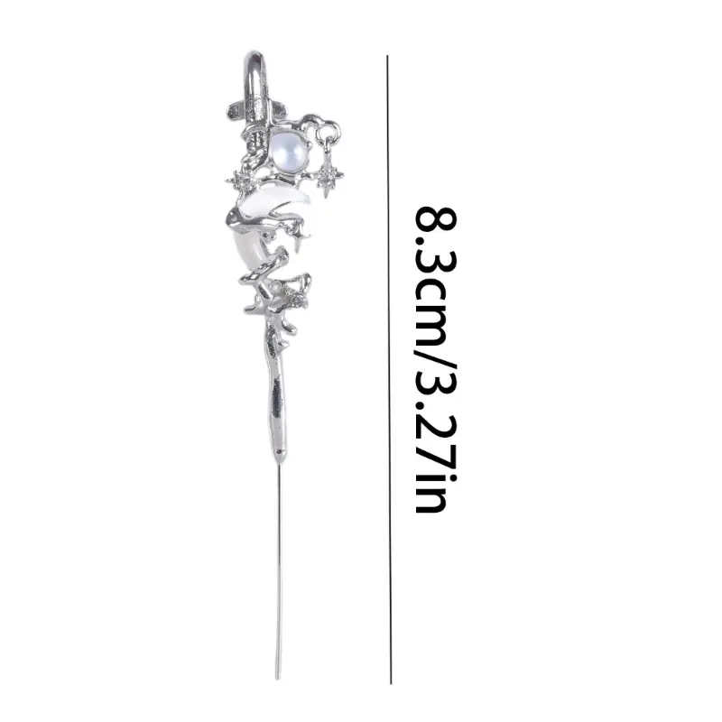 652F Star and Moon Diamond Earrings Simple Ear Wrap Crawler Hook Women Earring Piercing Ear Rings Fashionable Accessories