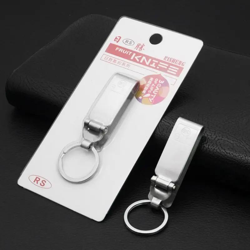 652F Security Clip-on Belt for Key Holder with Detachable Keyring Multitools Stainless Steel Key-Clip Anti-Lost for Home Offi