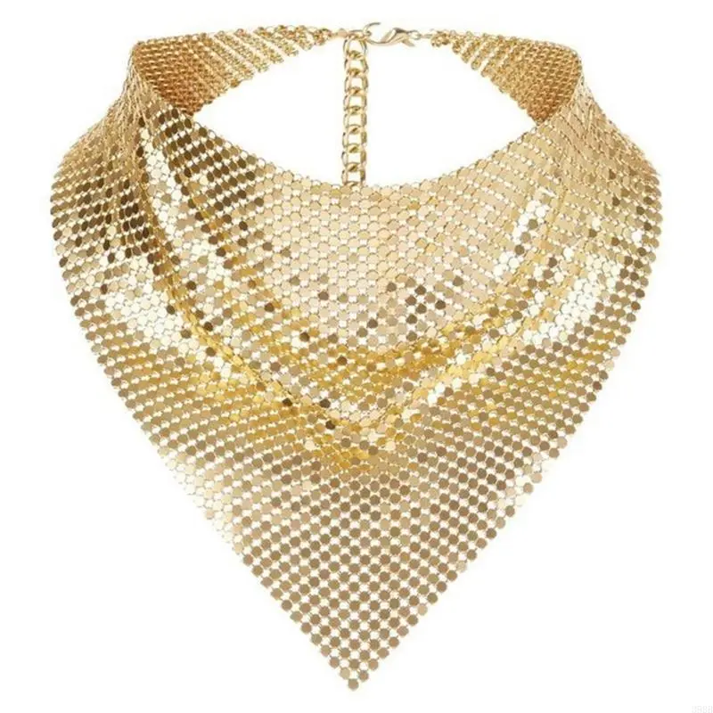 Shimmering Bandanas Scarf for Party Punk Metallic Neck Scarf for Women Fashion Neck Tie Club Party Costume Neckwear