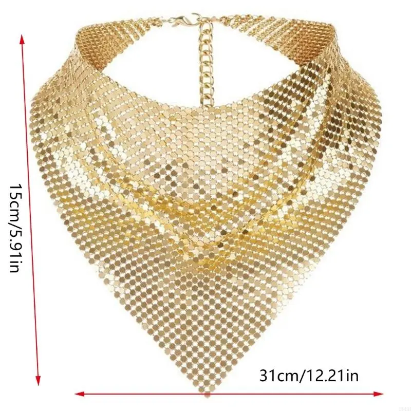 Shimmering Bandanas Scarf for Party Punk Metallic Neck Scarf for Women Fashion Neck Tie Club Party Costume Neckwear