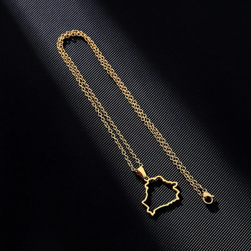 652F Stainless Steel Outline Belorussia Map Pendant Necklace Belorussia Map Jewelry