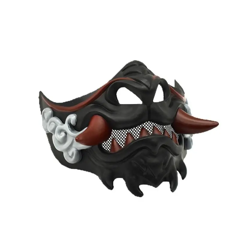 652F Devil Samurais Mask Halloween Cosplay Mask Half Face Mask Masquerade Mask Party Mask Japanese Mask for Carnivals