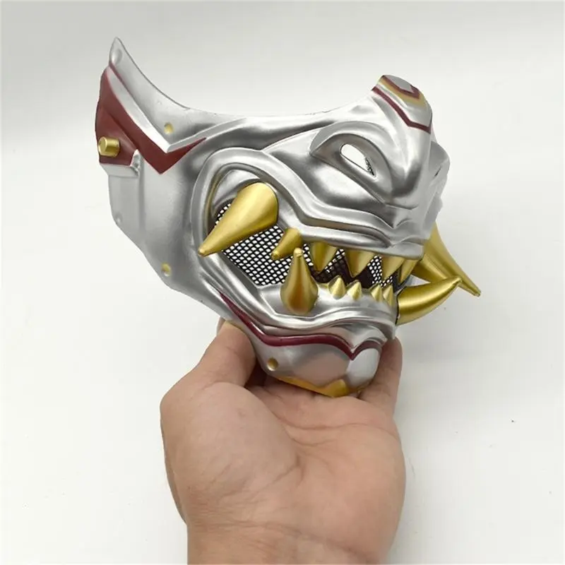 652F Devil Samurais Mask Halloween Cosplay Mask Half Face Mask Masquerade Mask Party Mask Japanese Mask for Carnivals