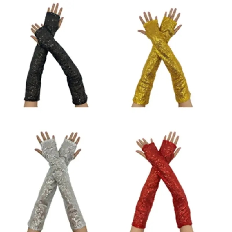 652F 2pcs Outdoor Sports Gloves Cycling Safety Mittens Windproof Warm Sequined Gloves for Wrist and Forearm