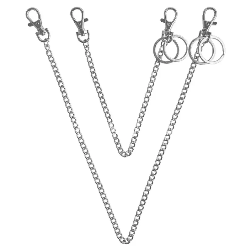 652F Both Ends Lobster Buckle Chain Belt Wallet Chain Pants Chain Pocket Chain with Keyring for Pants Belt Jeans Wallet-Key