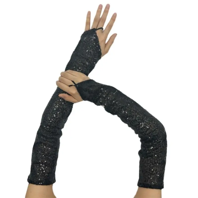 652F 2pcs Outdoor Sports Gloves Cycling Safety Mittens Windproof Warm Sequined Gloves for Wrist and Forearm
