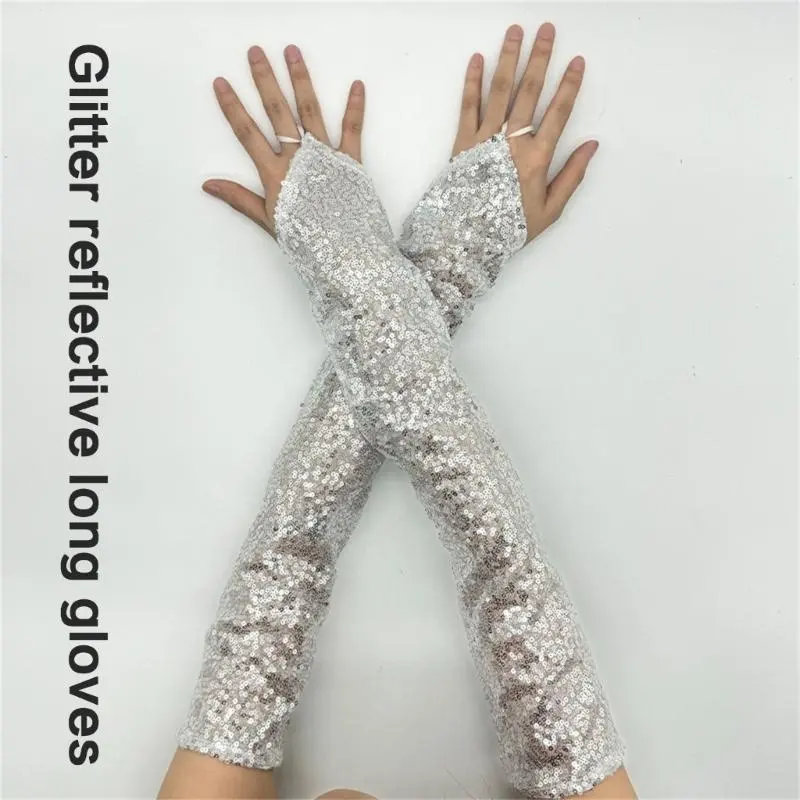 652F 2pcs Outdoor Sports Gloves Cycling Safety Mittens Windproof Warm Sequined Gloves for Wrist and Forearm