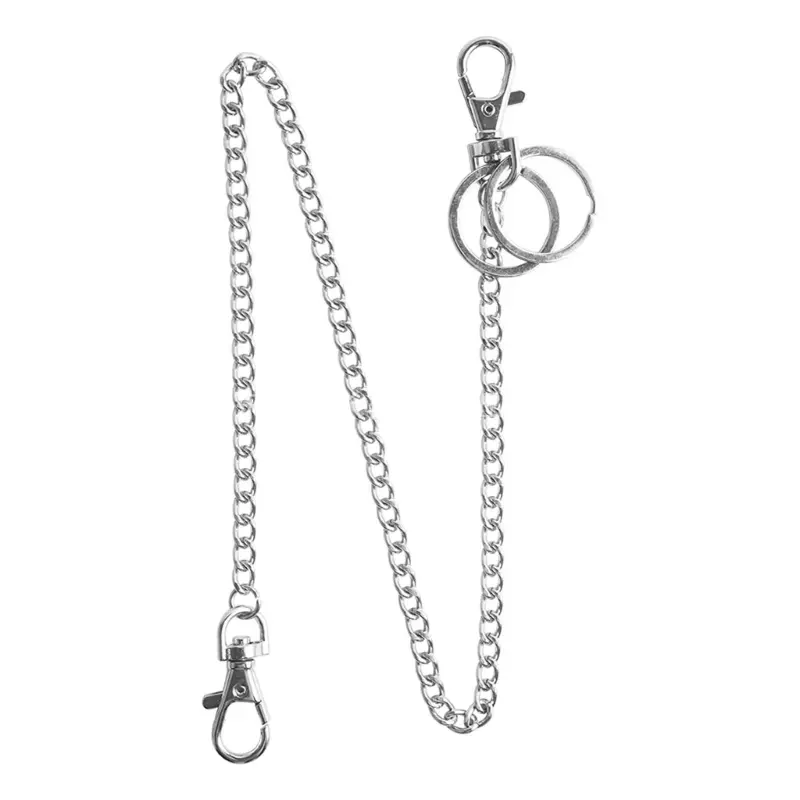 652F Both Ends Lobster Buckle Chain Belt Wallet Chain Pants Chain Pocket Chain with Keyring for Pants Belt Jeans Wallet-Key