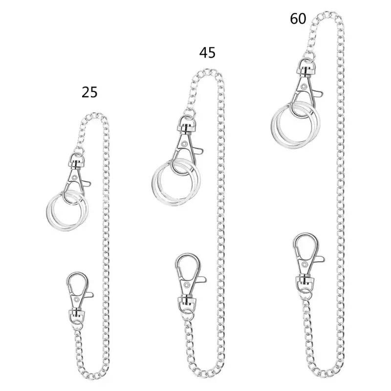 652F Both Ends Lobster Buckle Chain Belt Wallet Chain Pants Chain Pocket Chain with Keyring for Pants Belt Jeans Wallet-Key