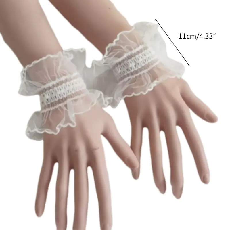 652F Decorative Wrist Cuffs for Woman Elastic Cuffs Lace Decorate Shirt Sleeve Cuffs Summer Wrist Sunproof Accessories