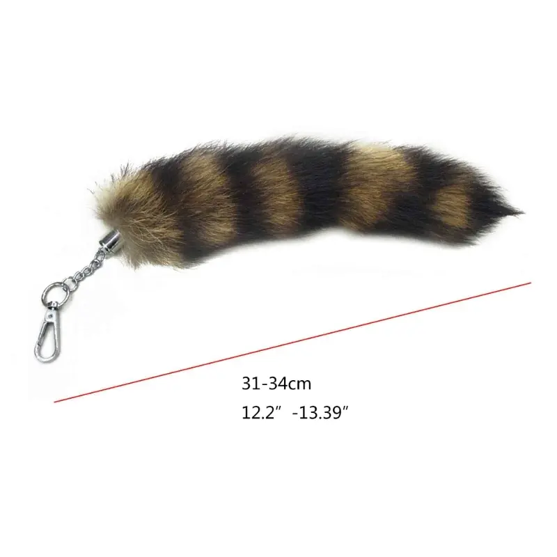 39BB Fluffy Fox-Tail Keychain Unisex Plush-Fluffy Keychain Keyring for Kids Birthday Party Supply Favor Christmas Festival