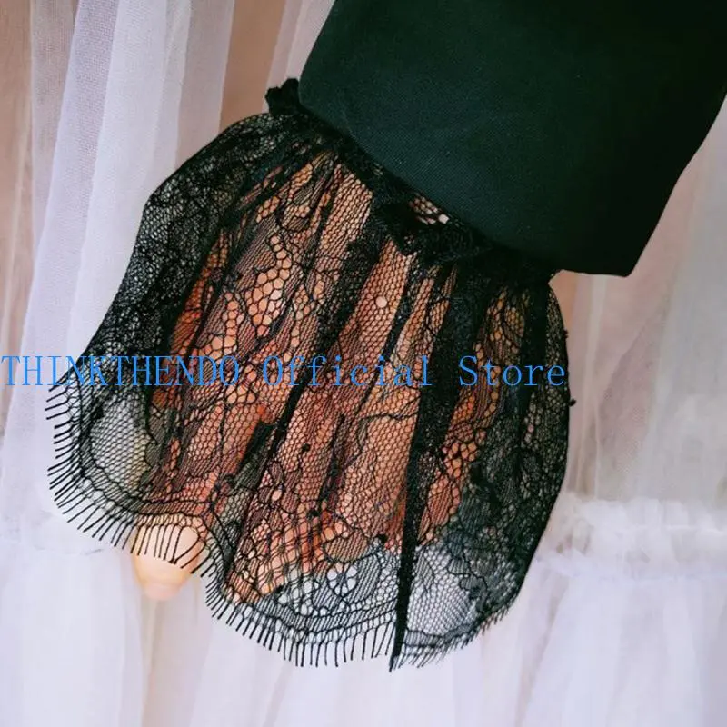 39BB Women Lace Gloves with Short Tassels Fingerless for Driving Wedding Prom Gloves