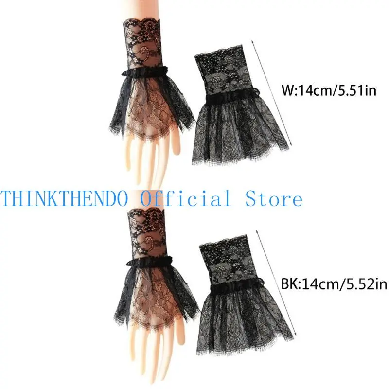 39BB Women Lace Gloves with Short Tassels Fingerless for Driving Wedding Prom Gloves