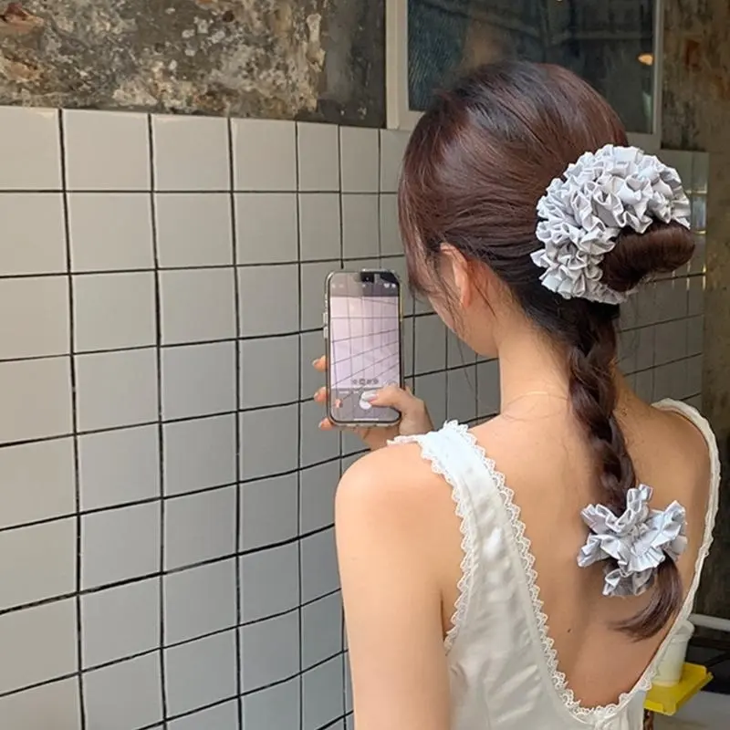 652F Hair Tie Flower Ribbon Hair Rope Flower Ruched Scrunchies Princess Ribbon Tie Princess Scrunchies Hair Tie