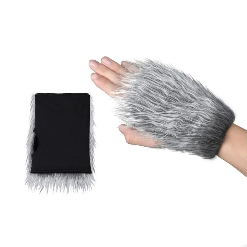 39BB 2/3Pcs Wolf Costume Set Wolf Tail Wolf Mask Gloves Set Halloween Christmas Fancy Party Costume Toys Animal Cosplay Props