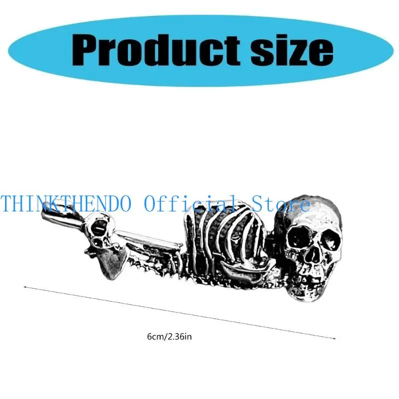 39BB Vintage Brooch RolePlay Party Skull Pin Halloween Party Costume Brooch Hat Badge
