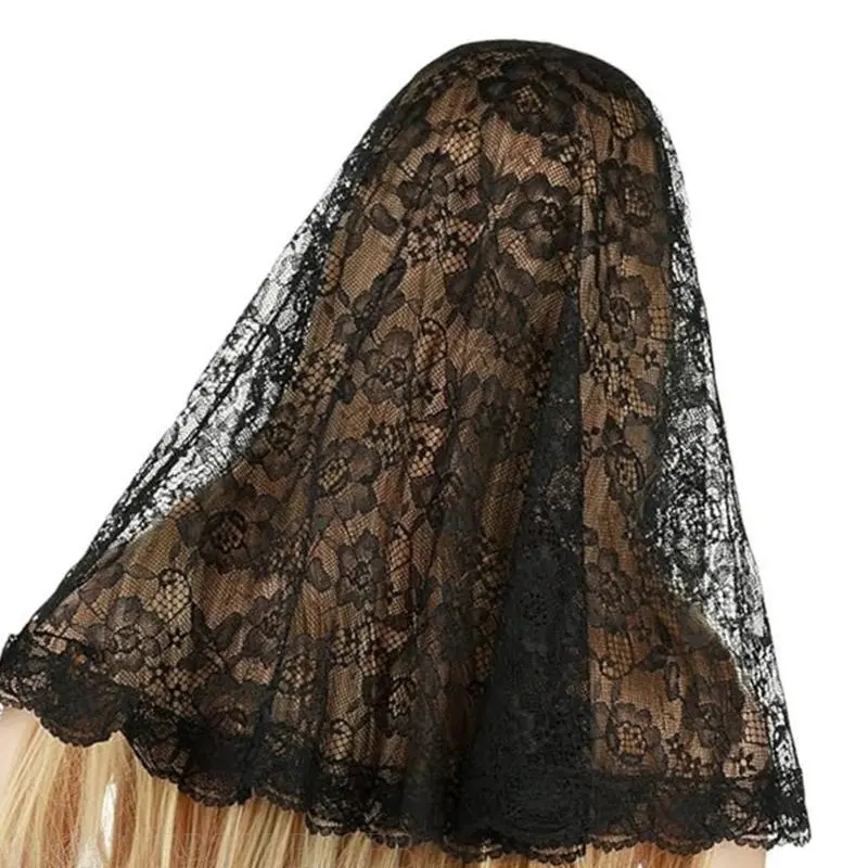 39BB Bride Veil Mantilla Lace Head Covering Wedding Hair Covering White Wedding Veil Headscarf Short Veil