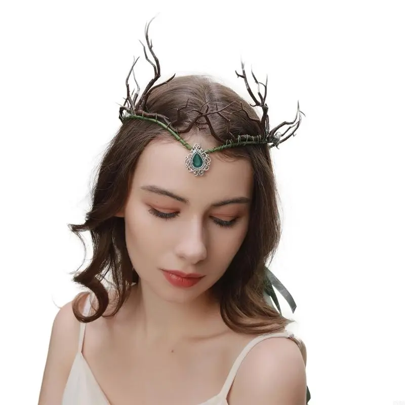 39BB Ladies Christmas Halloween Branch Headband for Women Festival Branch Headband Jewelry Headpiece for Taking Photo Props