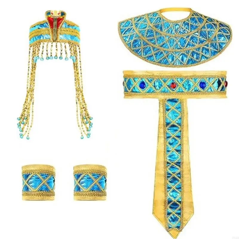 Women Egyptian Costume Included Egyptian Princess Headbands Snake Headpiece Egyptian Belt Wristbands for Halloween