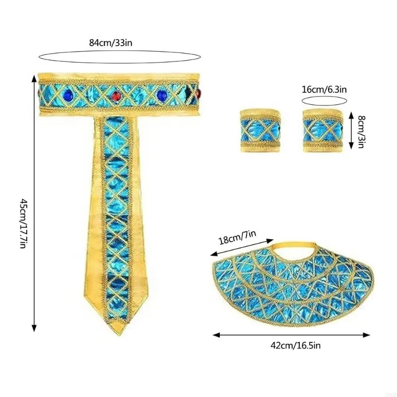 Women Egyptian Costume Included Egyptian Princess Headbands Snake Headpiece Egyptian Belt Wristbands for Halloween