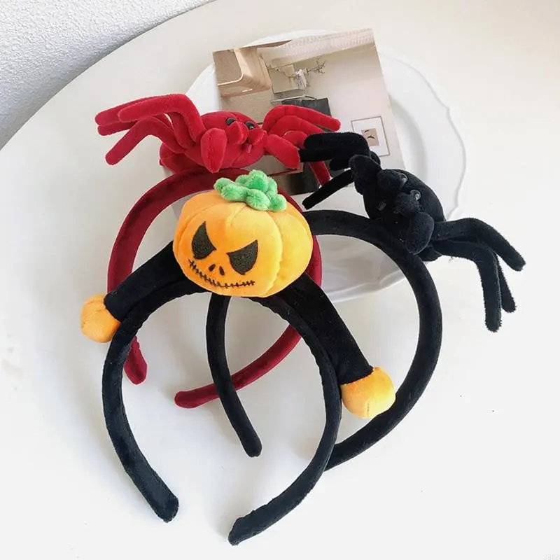 652F for Creative Pumpkin/ Hair Hoop Photoshoot Hair Holder Halloween Party Headwear for Children Women