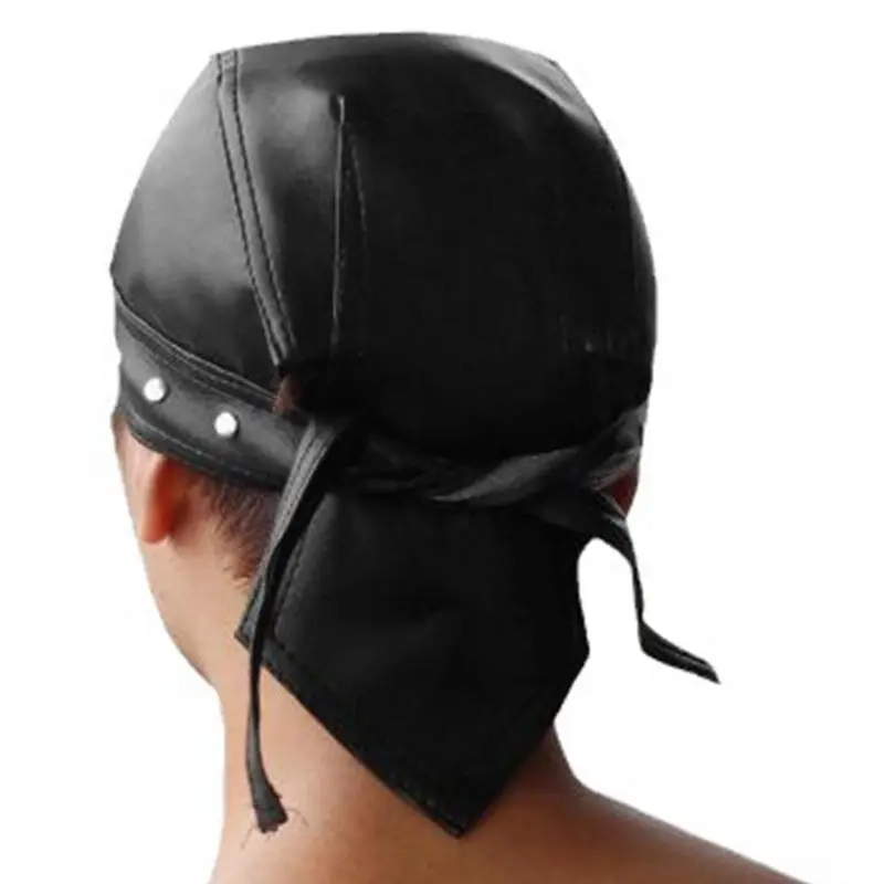 652F Hip Hop Grunge Photo Props Skull Durag for Dating Photography Cabbie Headwear Rivet Studded Hat