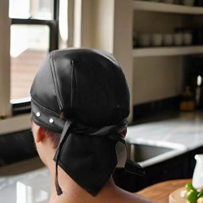 652F Hip Hop Grunge Photo Props Skull Durag for Dating Photography Cabbie Headwear Rivet Studded Hat