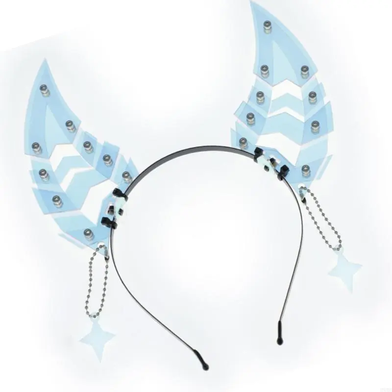652F Punk Headband Acrylic Hairband With Shark Tooth Designs Cosplay Accesories Party Headwear For Fashionable Look