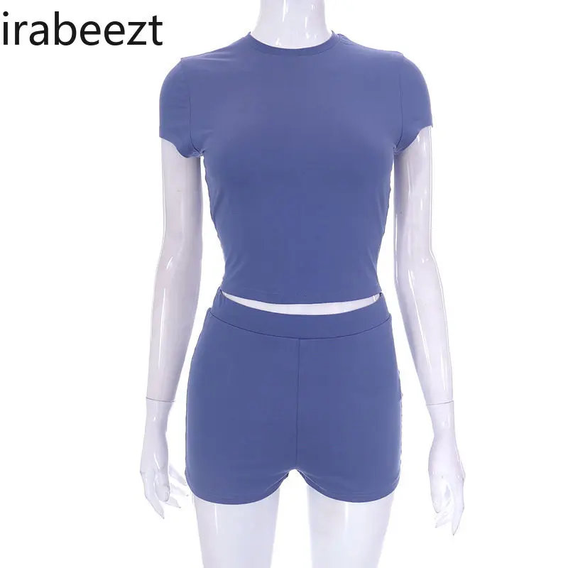 European and American Style Women's Suit 2024 Spring and Summer New Solid Color Casual Short-sleeved Blouse + Shorts Set