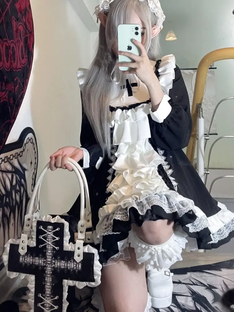 The Original Dark Gothic Nun-style Lolita "Cross Prayer" OP Skirt From The Original Witch Аниме Платья White Lolita Dress