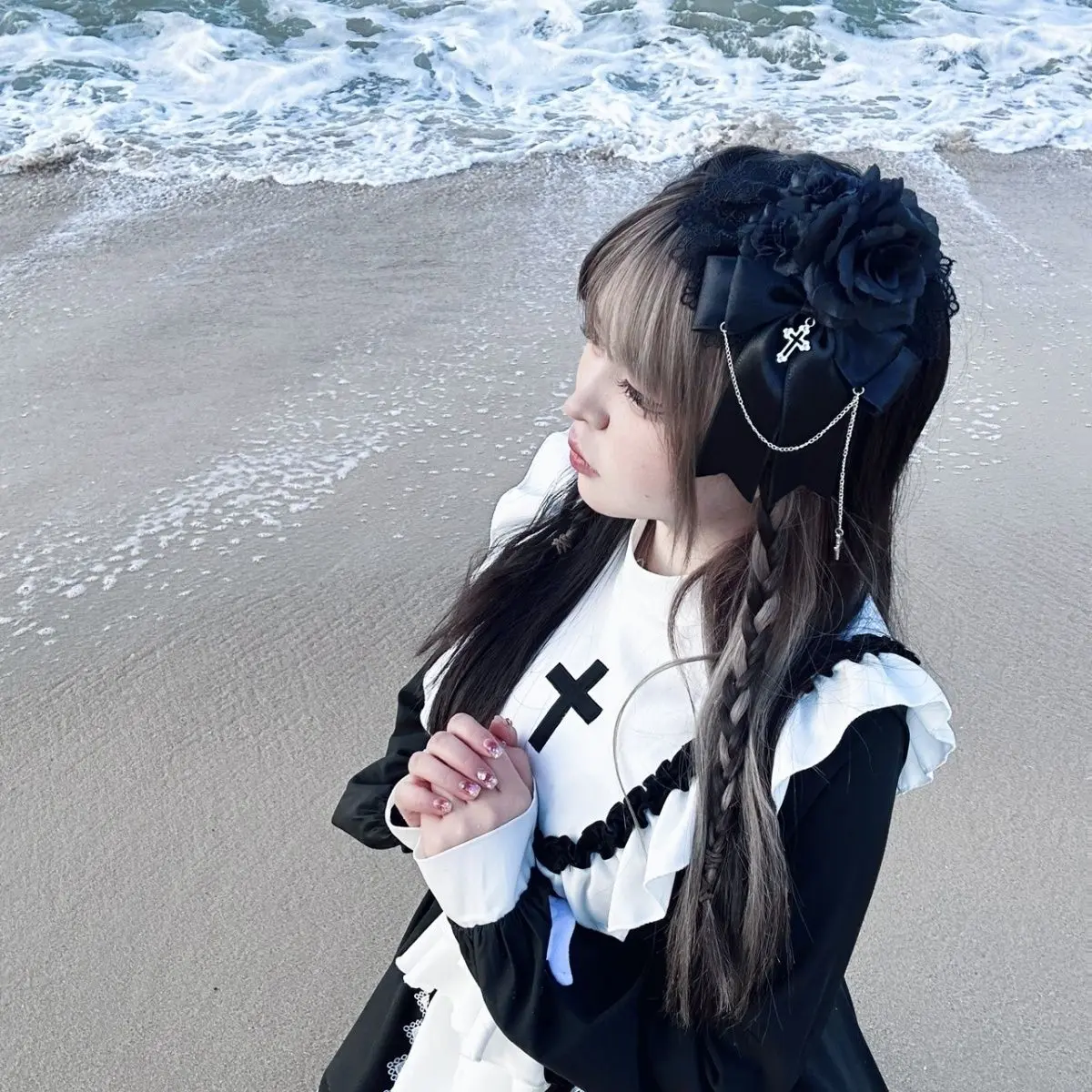 The Original Dark Gothic Nun-style Lolita "Cross Prayer" OP Skirt From The Original Witch Аниме Платья White Lolita Dress