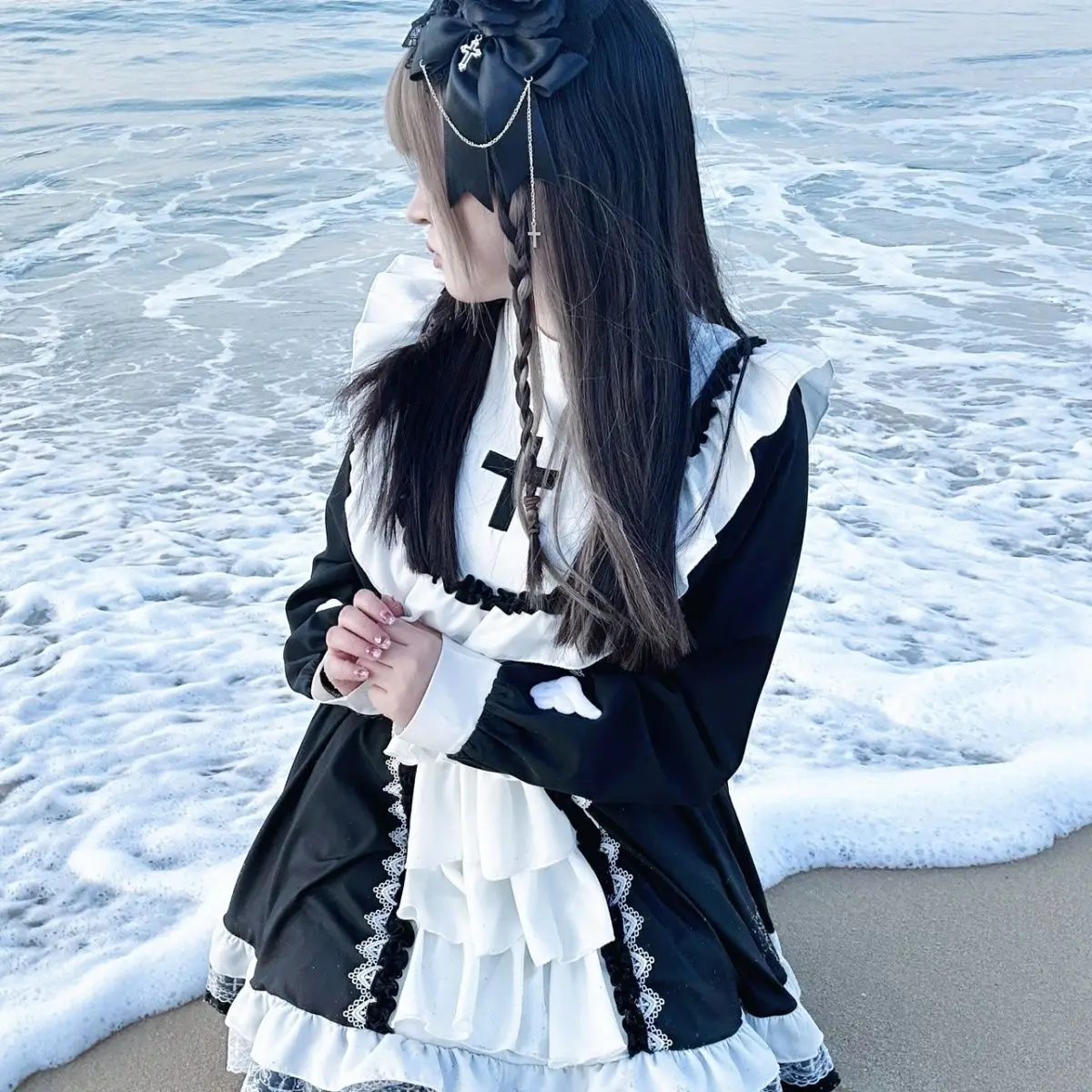 The Original Dark Gothic Nun-style Lolita "Cross Prayer" OP Skirt From The Original Witch Аниме Платья White Lolita Dress