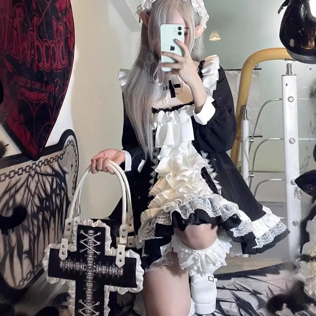 The Original Dark Gothic Nun-style Lolita "Cross Prayer" OP Skirt From The Original Witch Аниме Платья White Lolita Dress