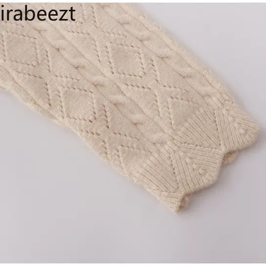 Autumn New Vintage Sweet Gentle Style Loose Hollow Lapel Knitted Tops Women's Short Sweater Regulai Fit Sueter Mujer
